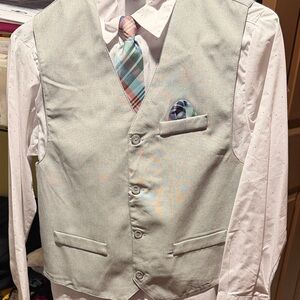 Boy’s Light Gray Dress Vest with Pocket Square